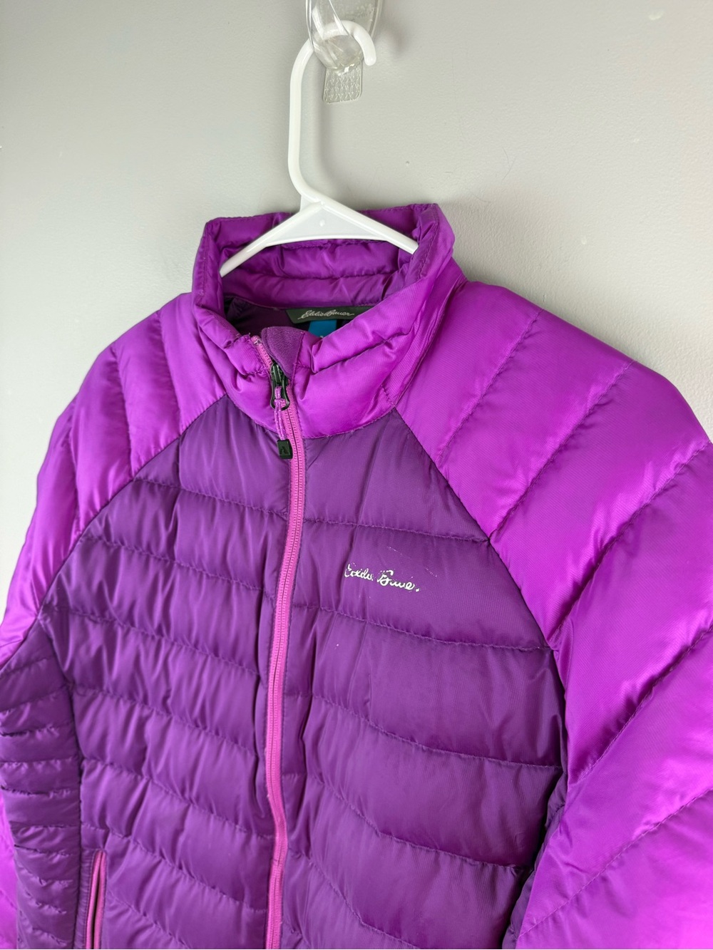 Eddie Bauer Women’s Purple Goose Down Filled Full Zip Puffer Coat Jacket SZ L